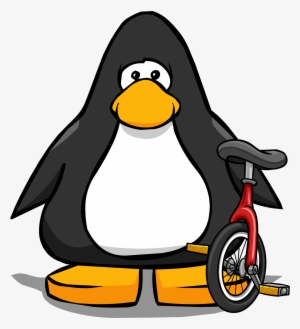Unicycle In A Player Card - Penguin With Hard Hat
