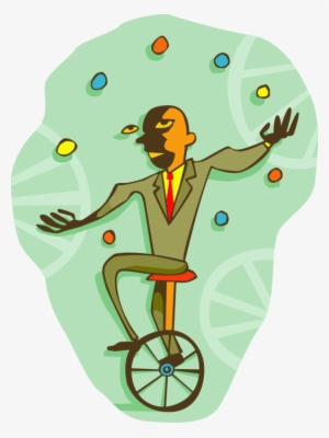 Vector Illustration Of Multitasking Businessman Juggling - Bodily Kinesthetic