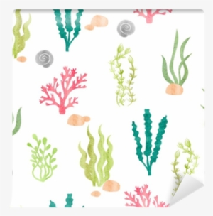 Watercolor Seamless Pattern With Corals, Seaweeds, - Algas Marinas Para Cortar