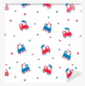 Watercolor Toy Trains Seamless Pattern - Watercolor Painting