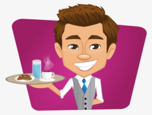 Waiter Clipart Png Download - Waiter Holding Tray Cartoon