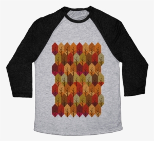 Geometric Fall Leaf Pattern Baseball Tee - Heroes Never Die Shirt