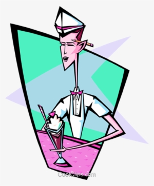 50's Ice-creamer Parlor Waiter - Illustration