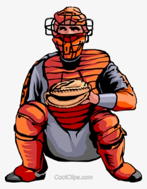 Baseball Catcher Royalty Free Vector Clip Art Illustration - Baseball Catcher Clip Art