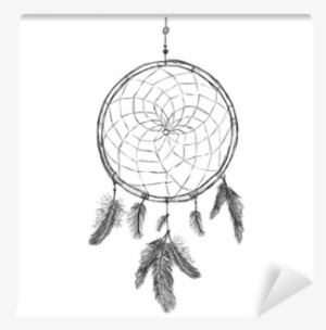 Vector Sketch Indian Mascot Dream Catcher Wall Mural - Dreamcatcher