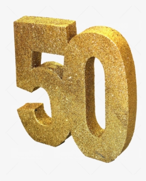 Number 50 With Glitter - Gold 50