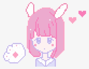Pixel Kawaii Bunny Valentines Day Girl - Portable Network Graphics