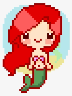 Kawaii Pixel Art Ariel - Cute Pixel Art Grid