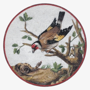 Goldfinch Defending It's Nest From A Snake Micromosaic