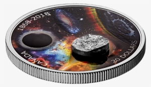Pure Silver Coloured Coin With Meteorite - Canadian Mint Meteorite Coin