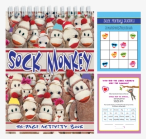 Picture Of Sock Monkey Activity Book - Iscream Sock Monkey 96-page Spiral Bound 8.5" Activity