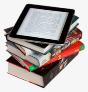 E-book On Top Of Book Pile - Computer Will Soon Replace The Book