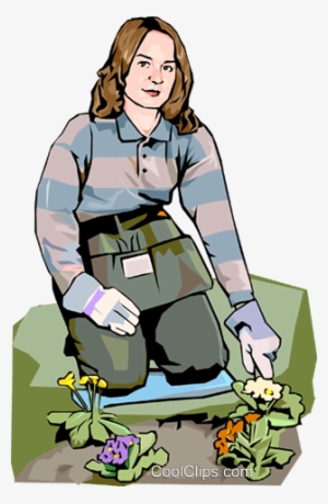 Woman Gardening Royalty Free Vector Clip Art Illustration - Clip Art
