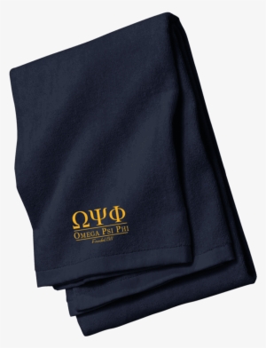 Omega Psi Phi Embroidered Beach Towel - Optimum Nutrition 30 Year Anniversary Towel Black