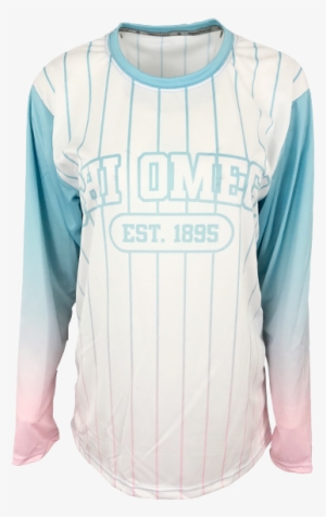 Chi Omega Custom Ombre Baseball Tee - Long-sleeved T-shirt