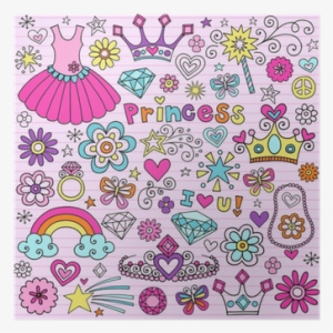 Princess Tiara Fashion Notebook Doodle Vector Icon - Kawaii Doodle Coloring Book For Girls
