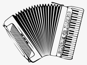 Black And White Accordion Instrument Vector Clip Art - Accordion