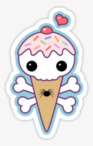 Super Cute Skull And Crossbones Ice Cream Cone Vinyl - Cartoon