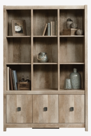 Rustic Wood Bookcase With Cubby Storage For Living - Living Room Cabinet Png