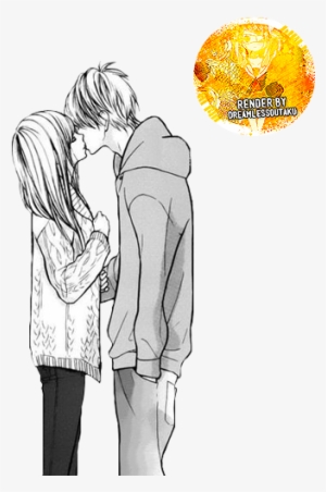 Manga Couple Png - Anime Couple Kissing Black And White
