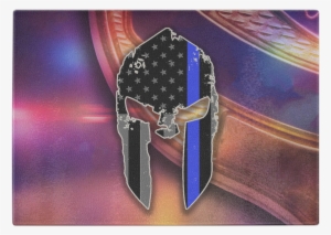 Spartan Helmet Thin Blue Line Flag Cutting Board - Revolver