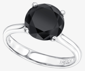 25ct Black Diamond Four Claw Ring In 18k White Gold - Gold