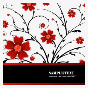 Floral Background Vector Graphics - Flower Wall Mural - Red Flowers