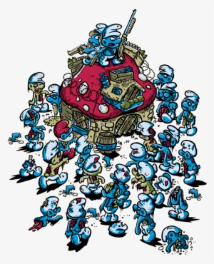 Blue Horde By Teevillain - Camisetas Tv E Desenhos - Walking Dead Smurf Zombie