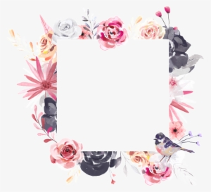 Hand Painted Square Flower Frame Png Transparent - Transparent Square Frame Flowers