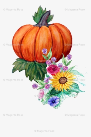 Pumpkins And Flowers // Watercolor Fall Floral Wallpaper - Pumpkin Png Watercolor
