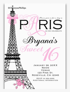 Paris Pink & Black Elegant Chic Birthday Party Invitations
