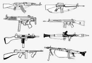 Firearm Weapon Ak 47 Machine Gun - Machine Gun Vector