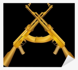 Vector Illustration Of Two Gold Ak47 Sticker • Pixers® - Ak 47 Gold Hd