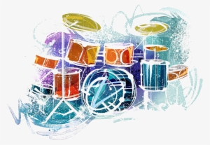 Drawing Watercolor Painting Music Drums Musical Instruments - Drawing