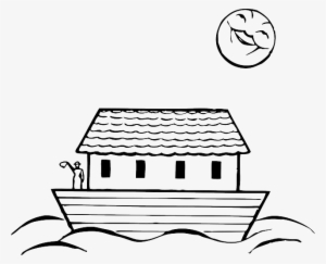 Arc, Ark, Black, Outline, White, Cartoon, Free, Boat - Noahs Ark Clipart Black And White