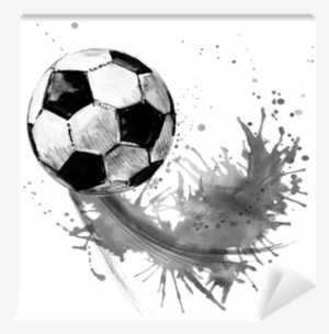 Football Watercolor Hand Drawn Illustration Wall Mural - Naklejki Na Ścianę Piłka