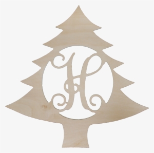 18" Unfinished Wooden Christmas Tree Monogram - Wholesale Boutique Christmas Tree Wood Monogram