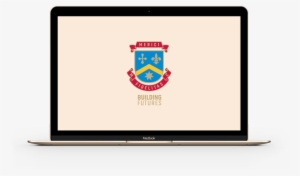 A Macbook With The Merici Logo On Screen - Merici College