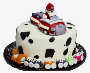 Marshall Paw Patrol Cake With Fire Truck And Train - Cake