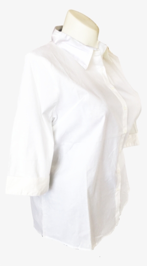 Stretch Button Up Cotton Blouse White - Blouse
