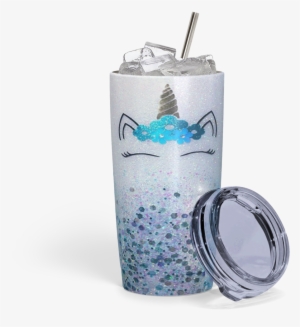 Glitter Enamel Unicorn Stainless Tumbler - Tumbler