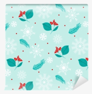 Christmas Winter Pattern With Flower And Snowflakes - Illustration