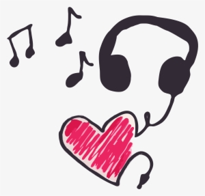 Transparent Headphones Cartoon Music - Music Heart