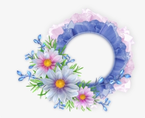 Deviantart Logo Clipart - Blue Flower Frame Png