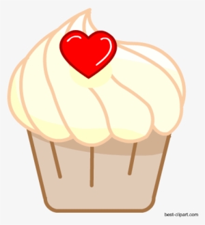 Free Vanilla Cupcake With A Heat, Png Clipart - Portable Network Graphics