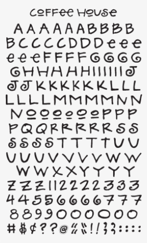 Coffee House Alphabet, Black Stickers
