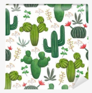 Seamless Pattern With, Cacti, Succulents And Floral - Papier Peint Cactus