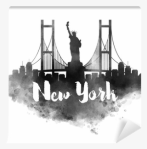 Watercolor New York City Skyline Wall Mural • Pixers® - Strange Law