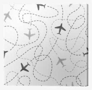 Seamless Pattern With Watercolor Airplanes - Watercolor Painting