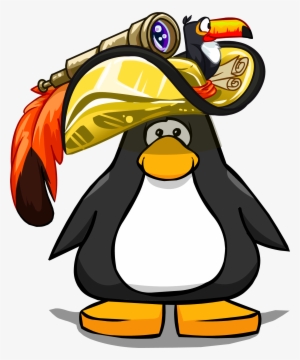Golden Pirate Hat On A Player Card - Club Penguin With Glasses